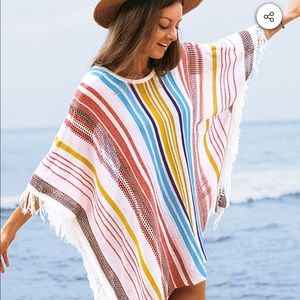 Vertical stripe square cover up